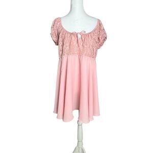 Vtg Victoria’s Secret Pink Lace Babydoll Dress Empire Waist Romantic Fairycore M